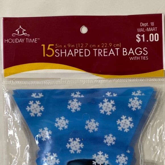 Holiday Time Snowman Shaped Blue Snowflake Treat Bags 15 Count - Picture 4 of 5